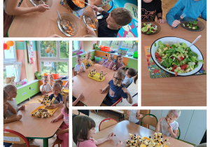 Dzieci wykonały surówkę, owocowe szaszłyki i sałatkę