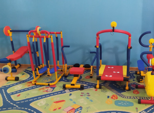 Zdjęcie przedstawia mini siłownię dla dzieci